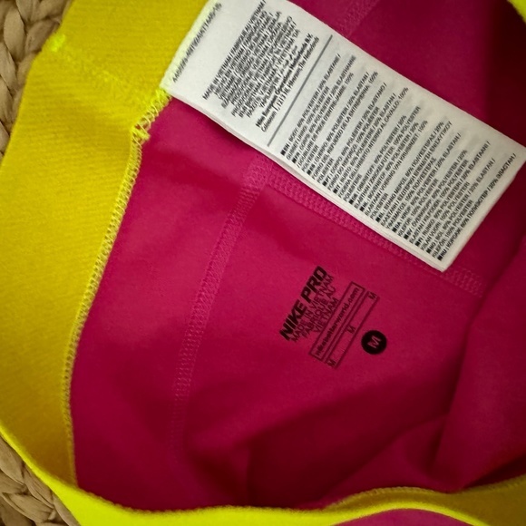 Nike Pro Core Compression Womens Dri- Fit Shorts 3 inch Pink Yellow M - Picture 2 of 4